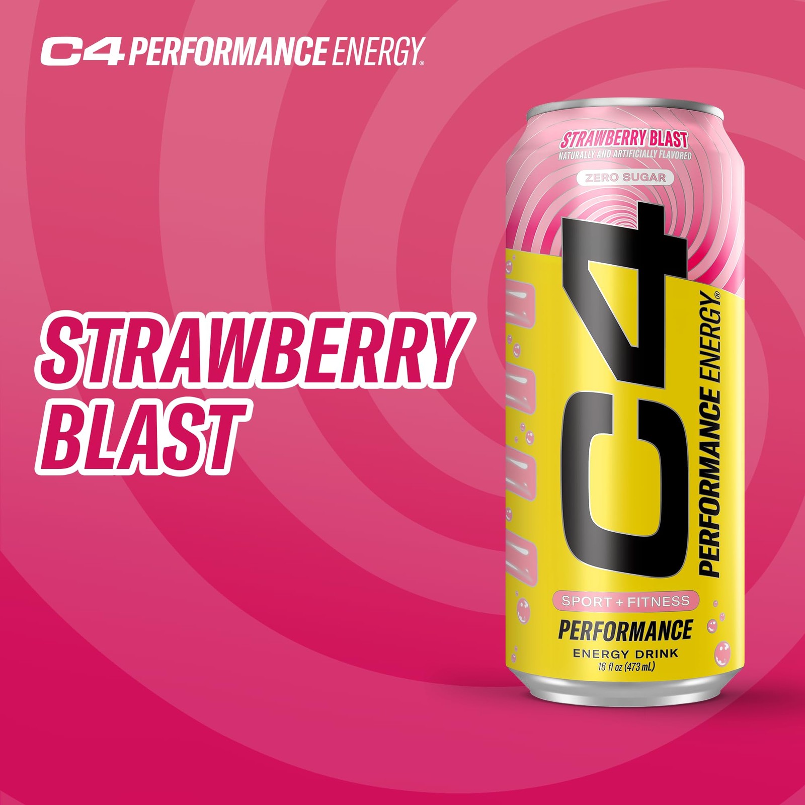 Cellucor C4 Performance Energy Drink Strawberry Blast Zero Sugar 12 Pack