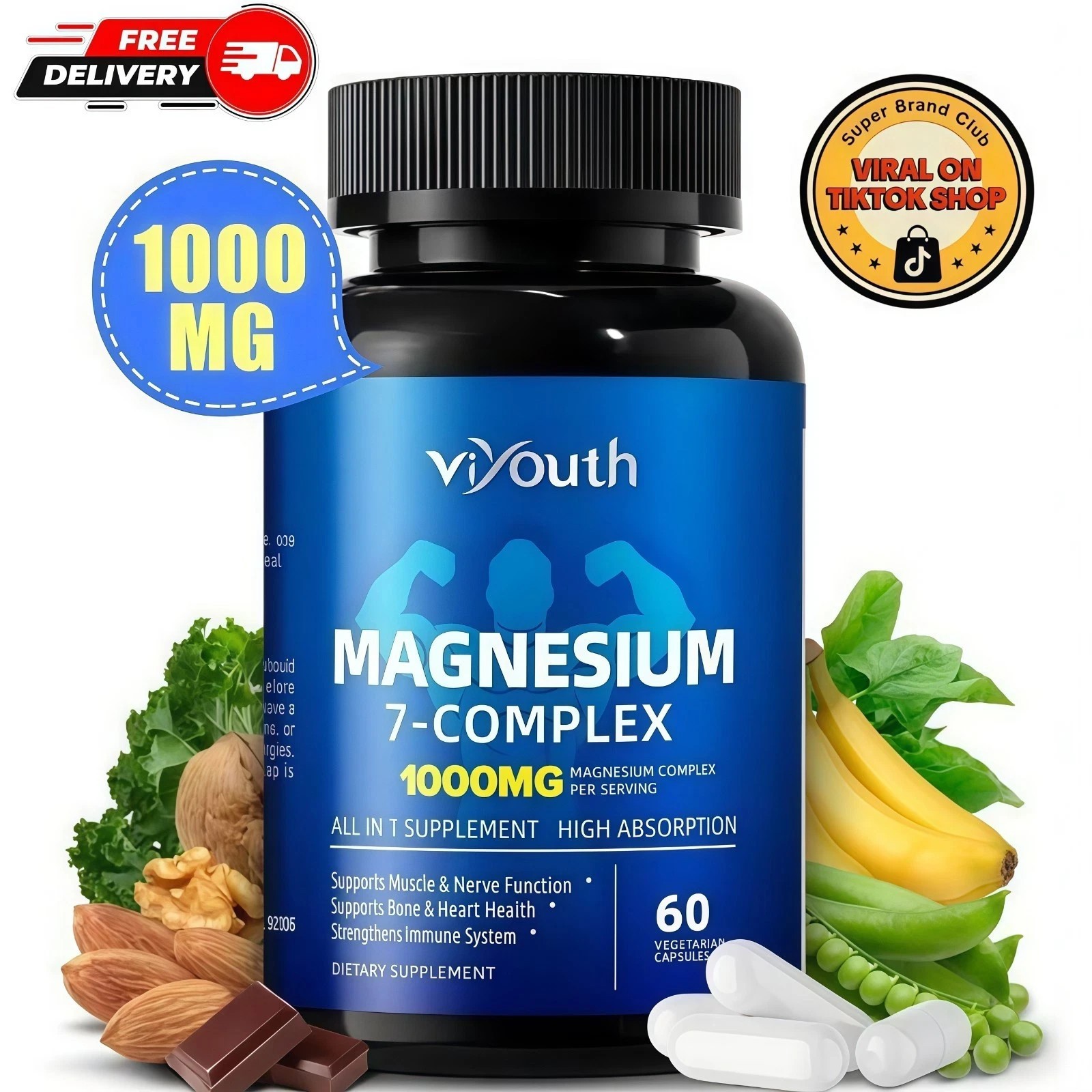 Magnesium 7 Complex Supplement Advanced | Sleep, Muscle & Nerve Supports, 60