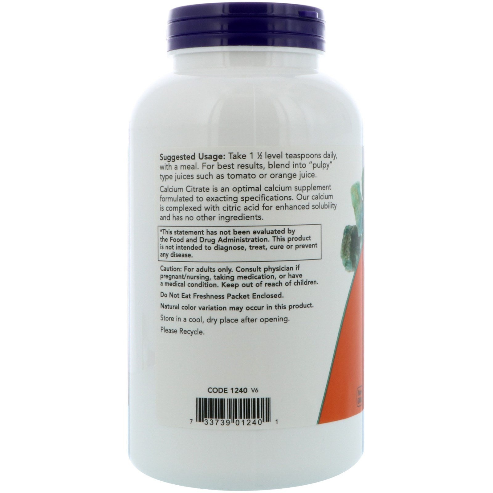 Now Foods Calcium Citrate Pure Powder 8 oz 227 g GMP Quality Assured, Vegan,