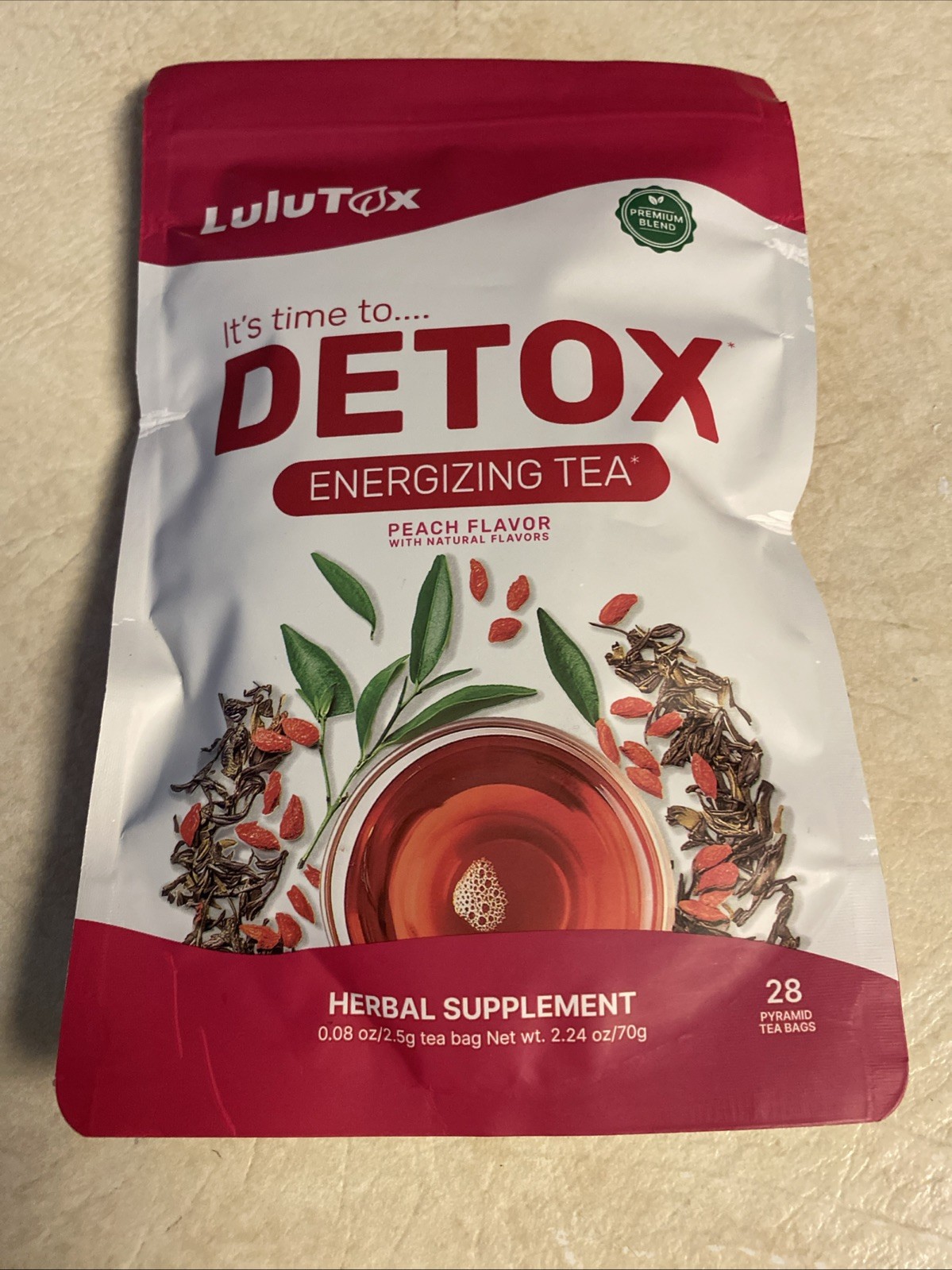 LULUTOX – Detox Tea Herbal Blend – Peach Flavor – 28 Servings #403