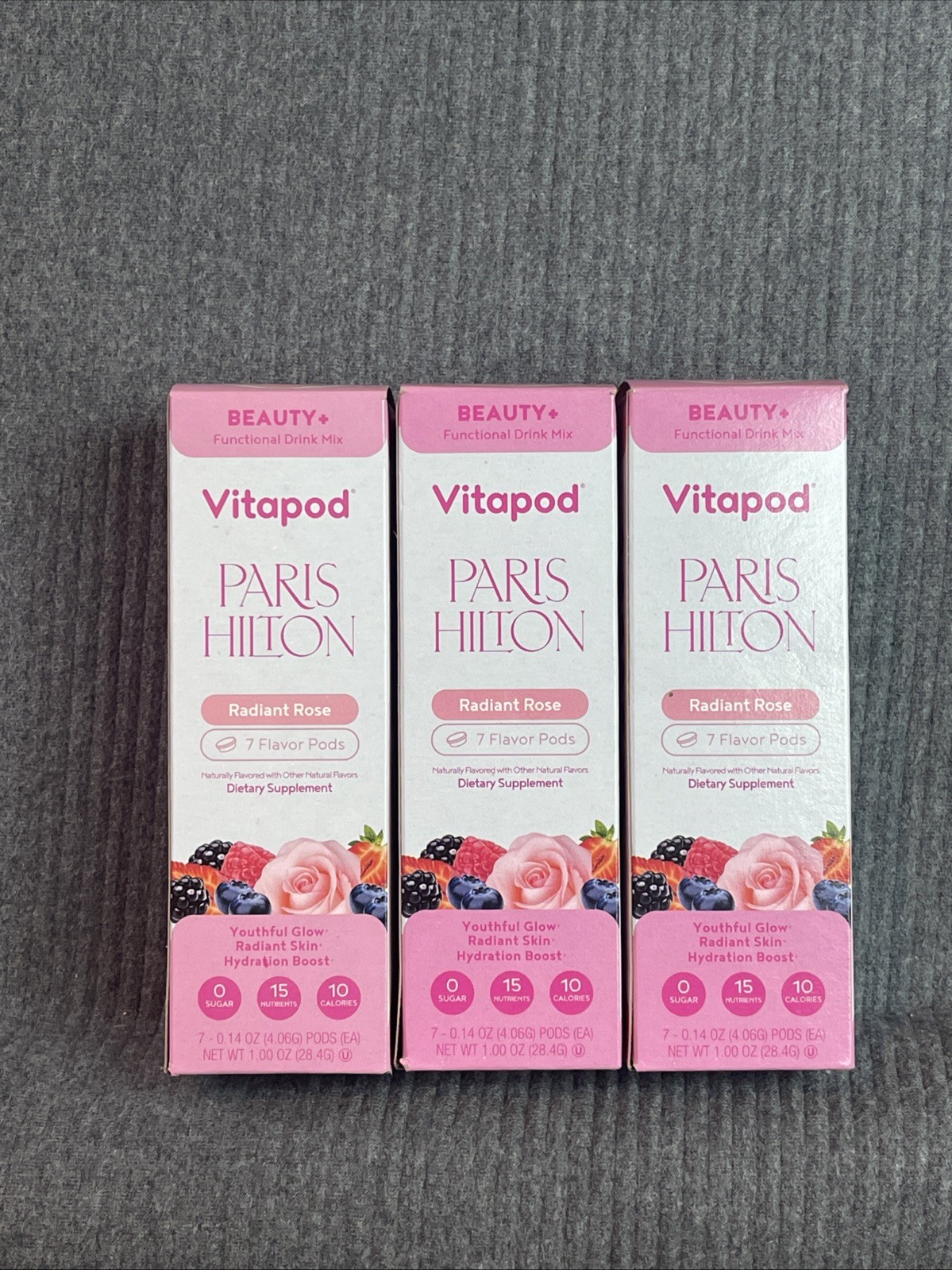 Lot of 3 VITAPOD Paris Hilton Refill Pods Radiant Rose 7 Pods In box, 21 Total