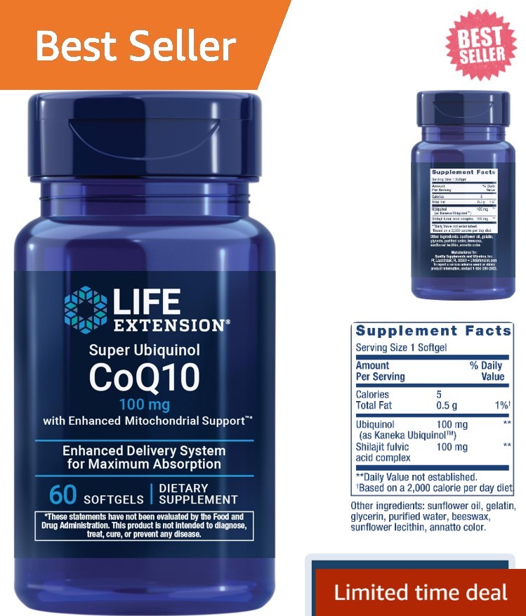 Ubiquinol CoQ10 100mg – Enhanced Heart & Energy Support, 60 Softgels