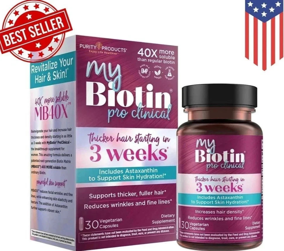 Purity Products My Biotin ProClinical MyBiotin 30 Capsules new EXP. 12/ 2027.