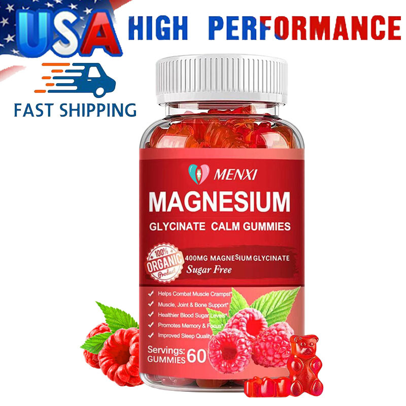 60 Gummies Supplement Calm Mood,Muscle, Bone & Sleep Support Magnesium Glycinate