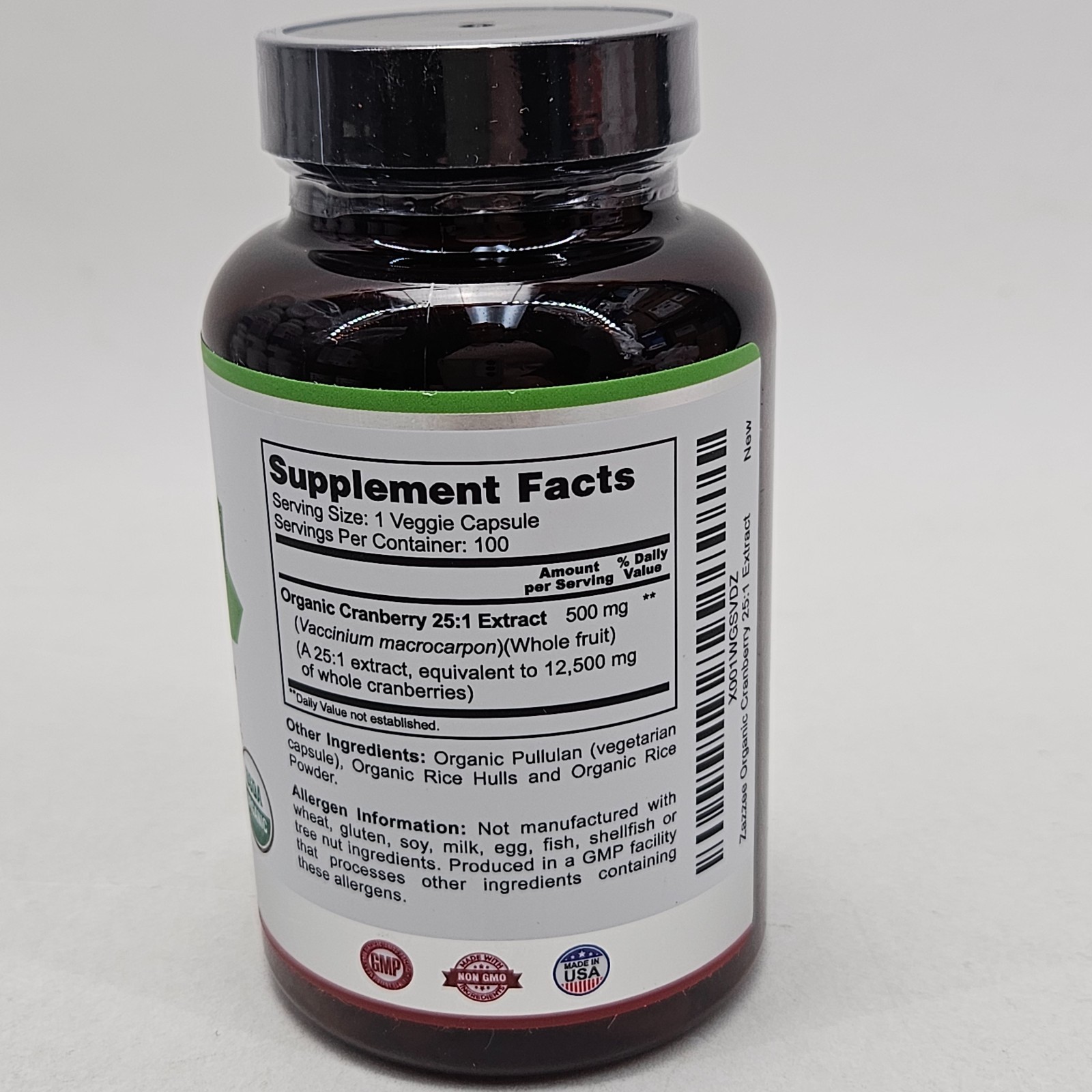 4 Cranberry Extract USDA Organic Zazzee Natural 12500mg 100×4 Concentrate Lot of