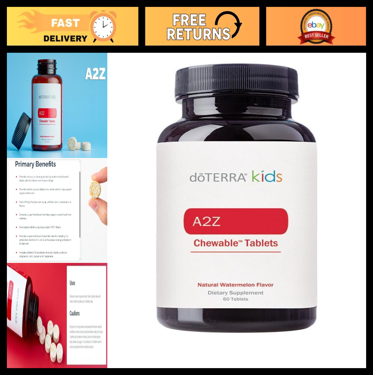 Chewable Multivitamins A2Z 60 ct – Watermelon Flavor – Immune Support & Energy