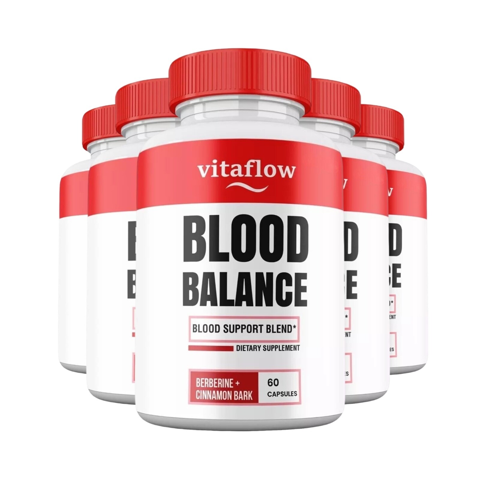 5-Pack VitaFlow Blood Balance Capsules, Vita Flow Glycogen Support -300 Capsules