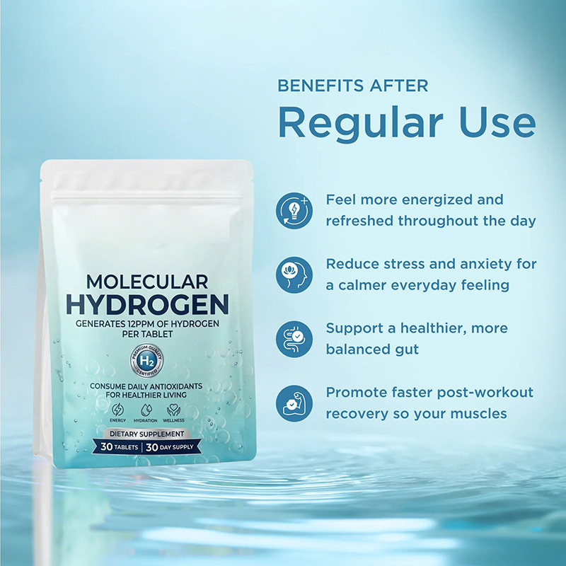 Molecular Hydrogen Water Drinking Tablets, 12 PPM | Supports Muscle Recovery