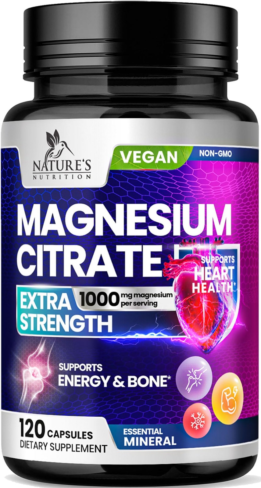 Magnesium Citrate 1000mg Per Serving – 3X Strength Magnesium Supplement Bone