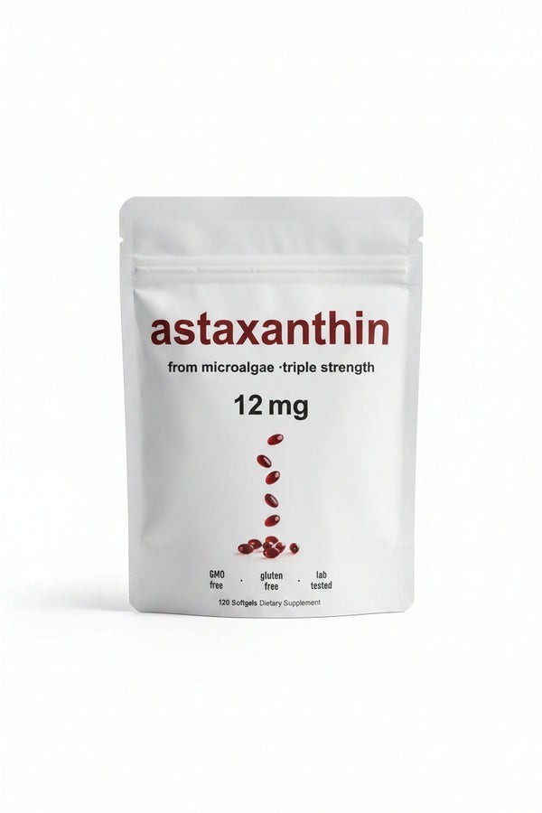 Astaxanthin 12mg 120gels Fresh Microalgae Source Antioxidant/Skin/Eye/Joint