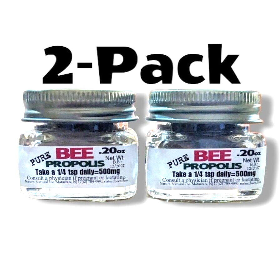 BEE PROPOLIS POWDER 0.20oz / 5.6g (2 Jars= 0.4oz) Travel Size PURE RAW PROPOLIS