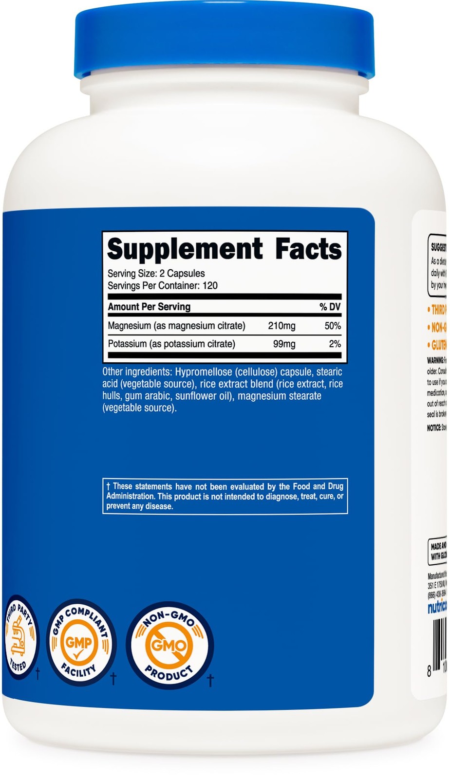 Nutricost Potassium (99 mg) Magnesium (210 240 Count (Pack of 1)