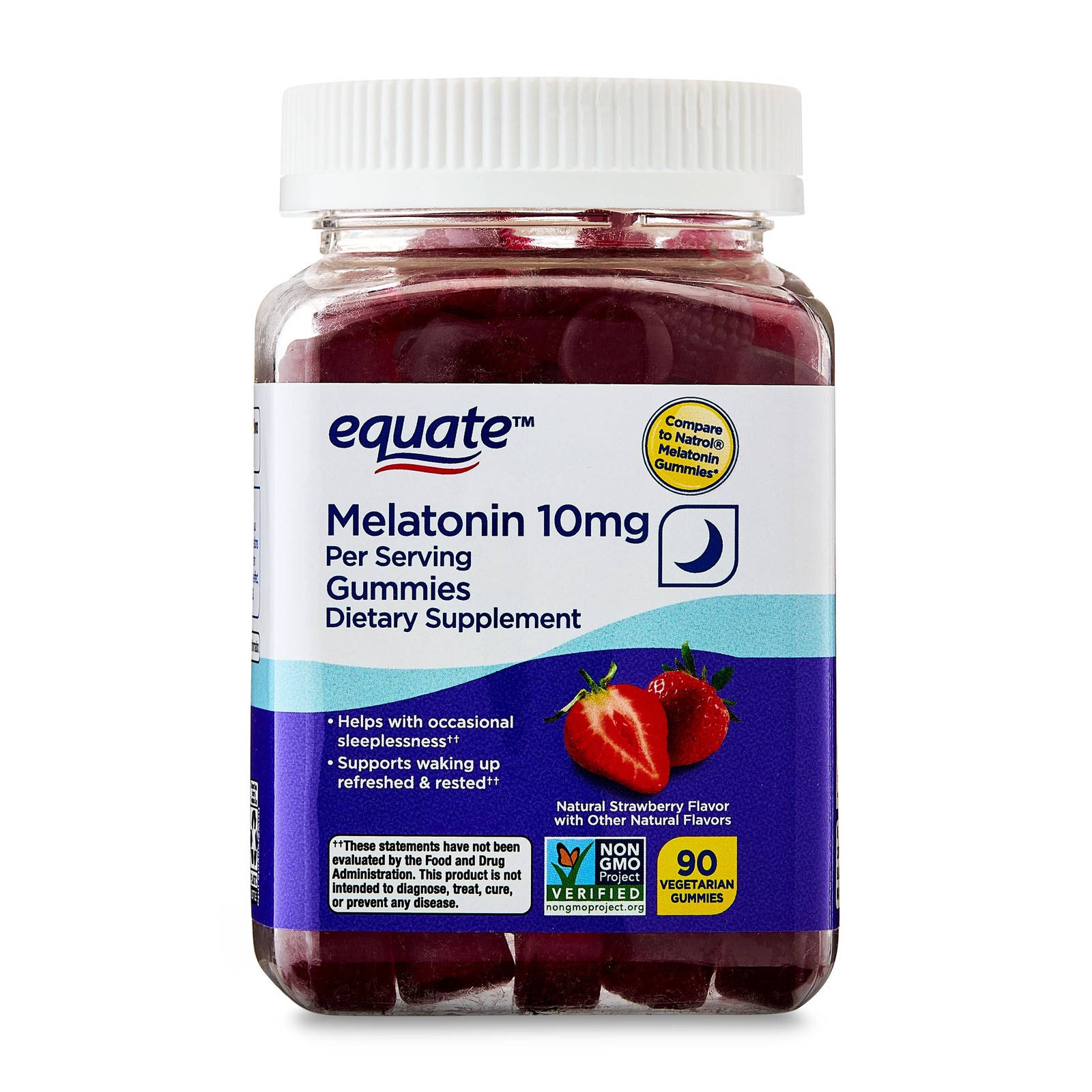Equate Melatonin Dietary Supplement, 10 Mg, 90 Vegetarian Gummies, Compare to Na