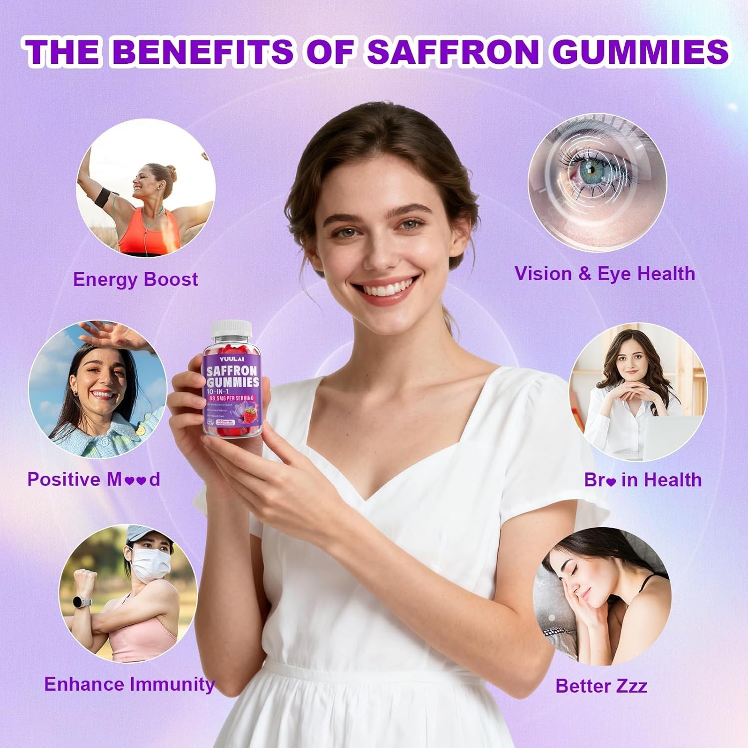 Delicious Saffron Gummies for Emotional Wellness & Cognitive Clarity – 60 Count