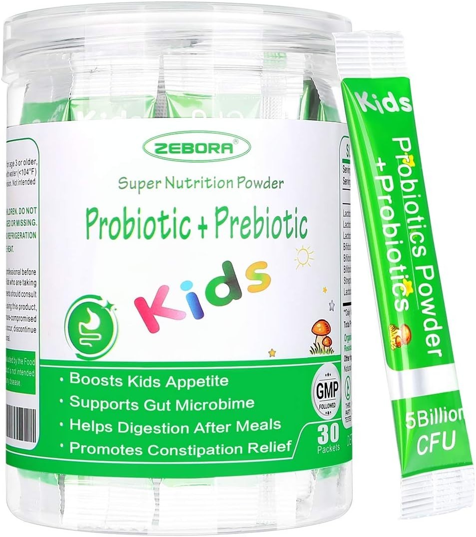 ZEBORA Kids Probiotic & Prebiotics Powder Age 3+ Support Children’s Digestive…