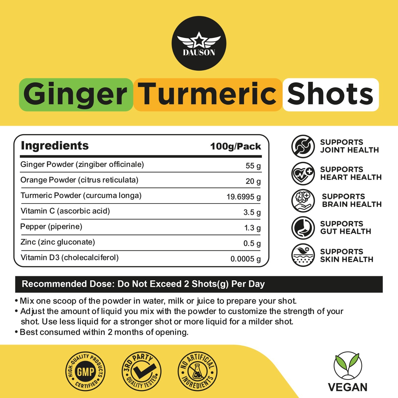 Ginger Turmeric Supplements with Piperine, Vitamin C, Vitamin D3 & Zinc
