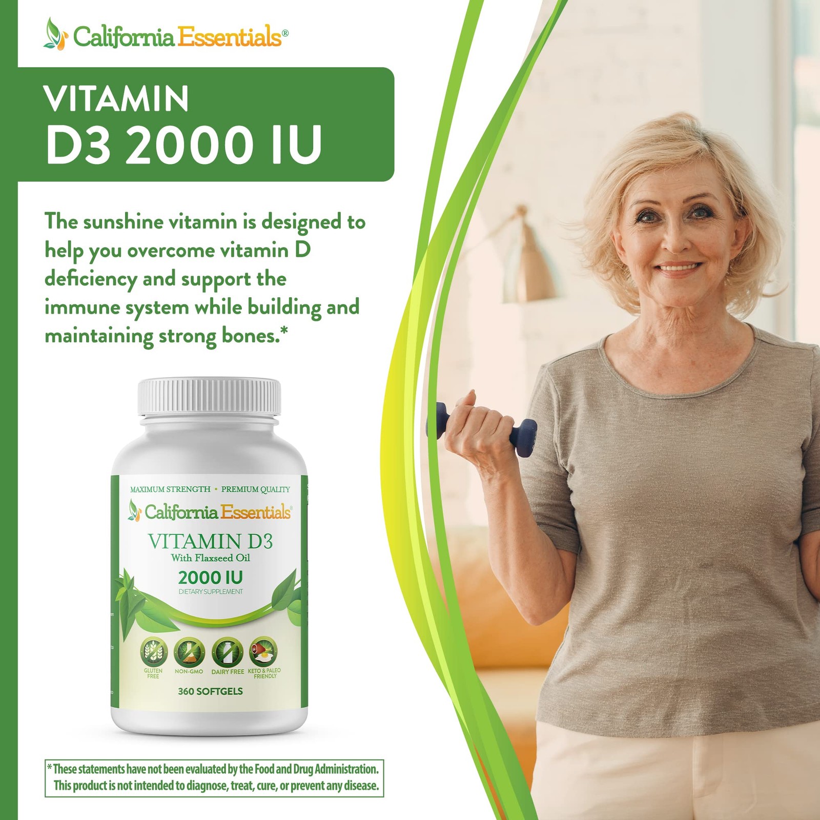 BOOST IMMUNITY & BONE HEALTH-VITAMIN D3 2,000iu SOFTGEL IN FLAXSEED OIL