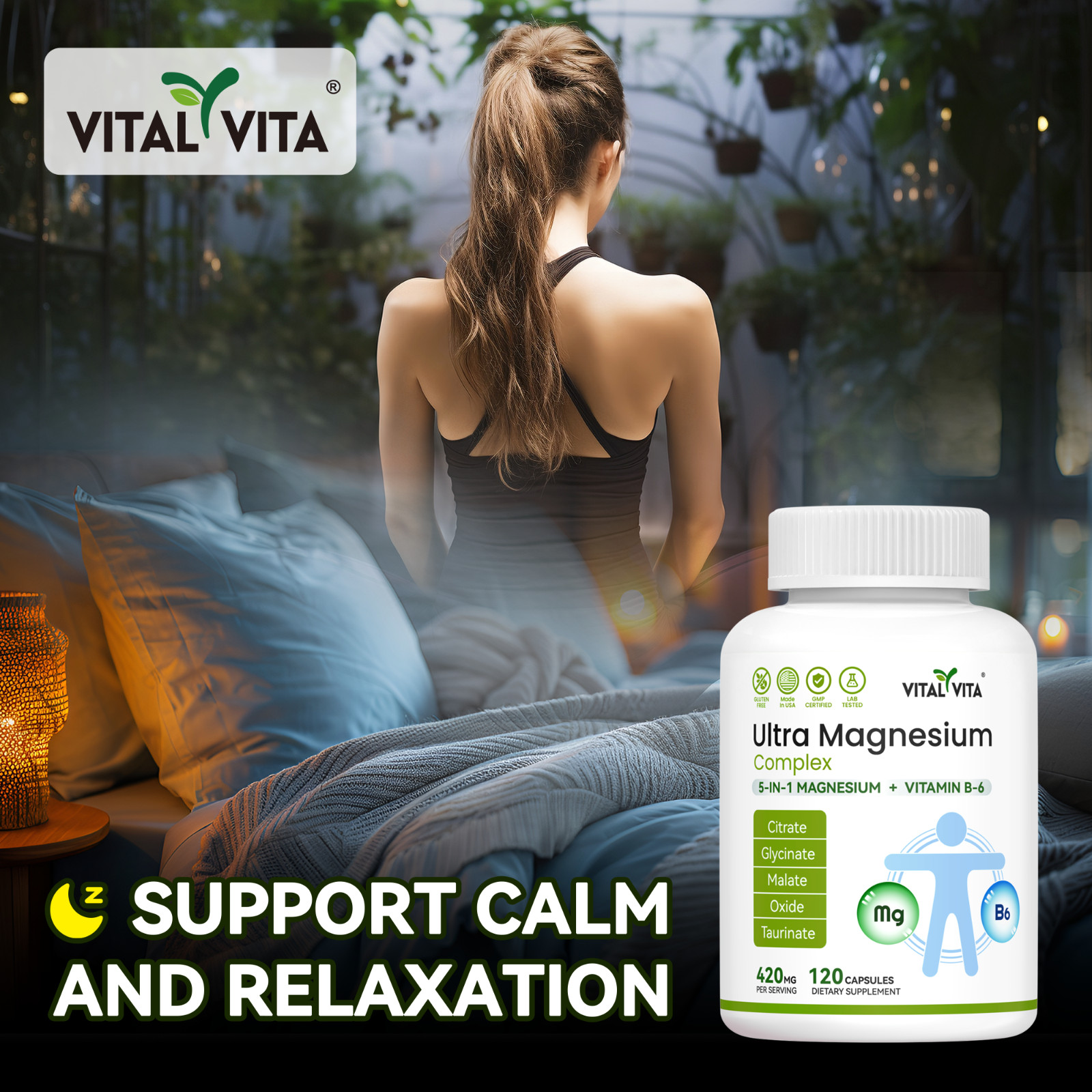 High Absorption Magnesium Glycinate, Malate, Taurinate, Oxide, Citrate and VB6