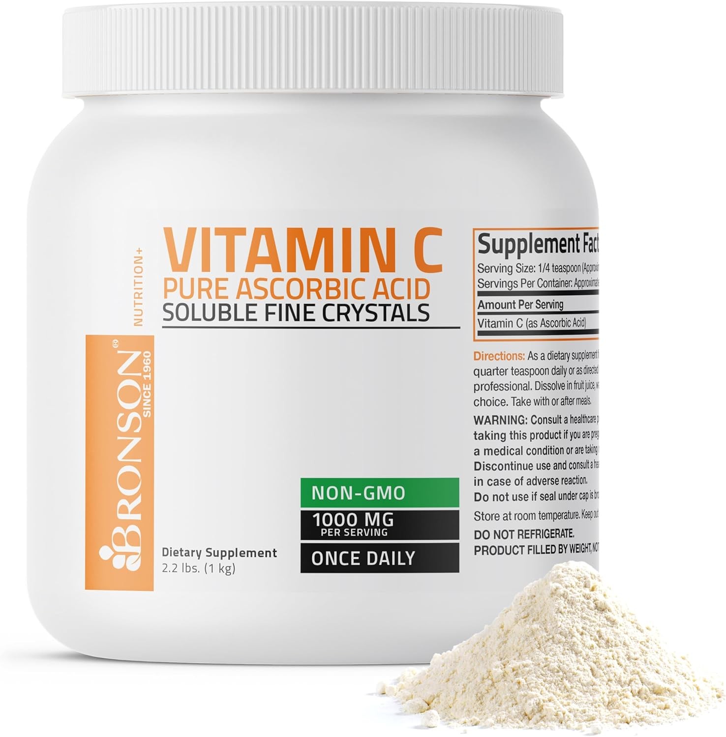 Bronson Vitamin C Powder Pure Ascorbic Acid Soluble 35.3 Ounce (Pack of 1)