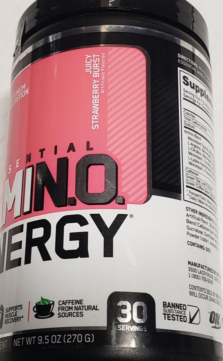 OPTIMUM NUTRITION AMIN.O. Energy – Strawberry Burst – 30 Servings – Exp 10/2025