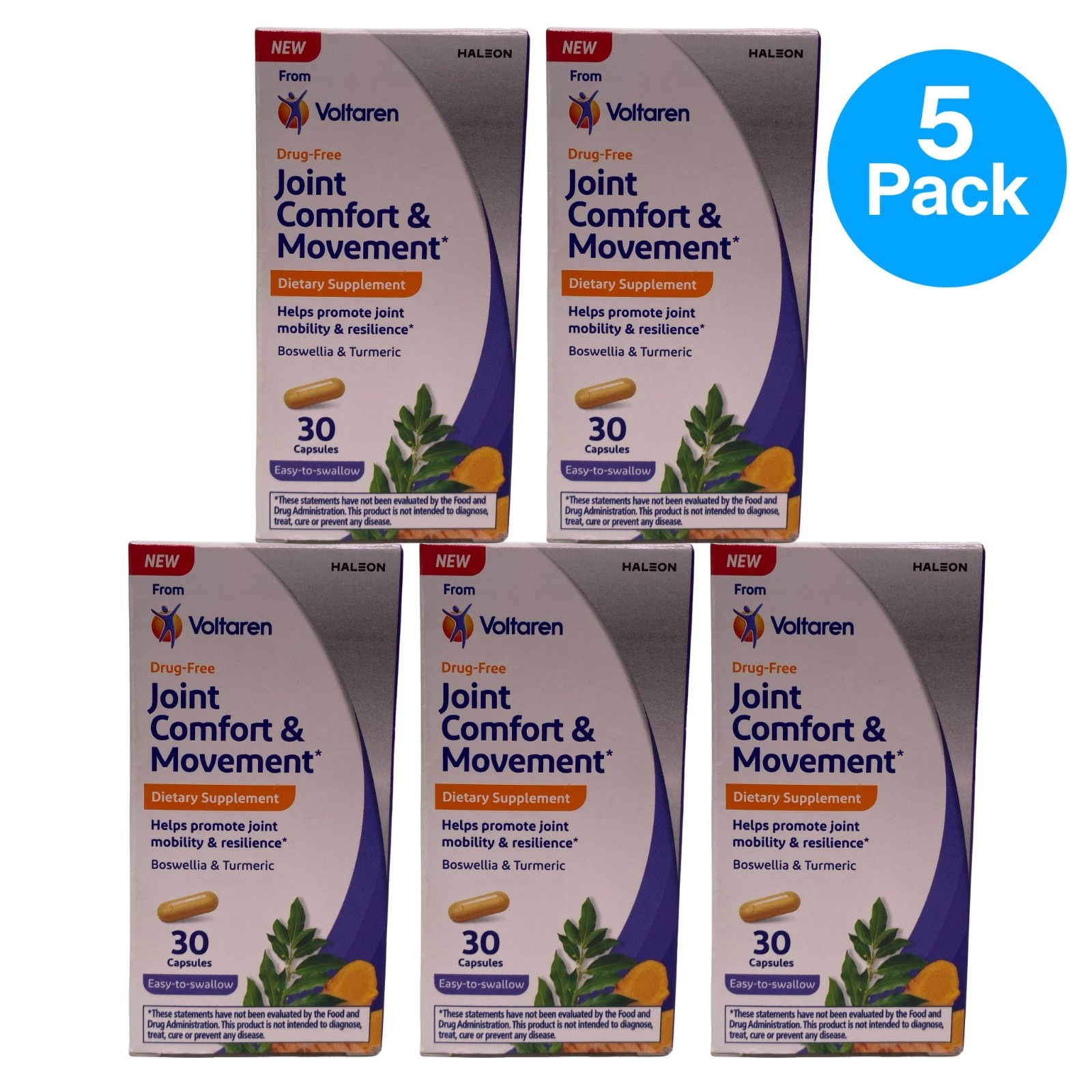Voltaren Drug-Free Joint Comfort 30 Capsules 5 Pack Exp 08/26 New