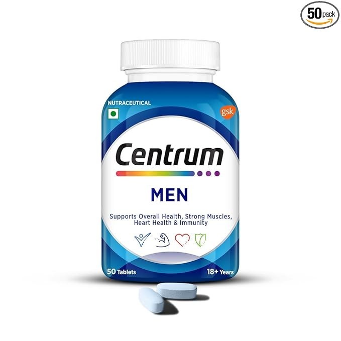Centrum Men Multivitamin Tablets 50 Count With 23 Vital Nutrients for Men