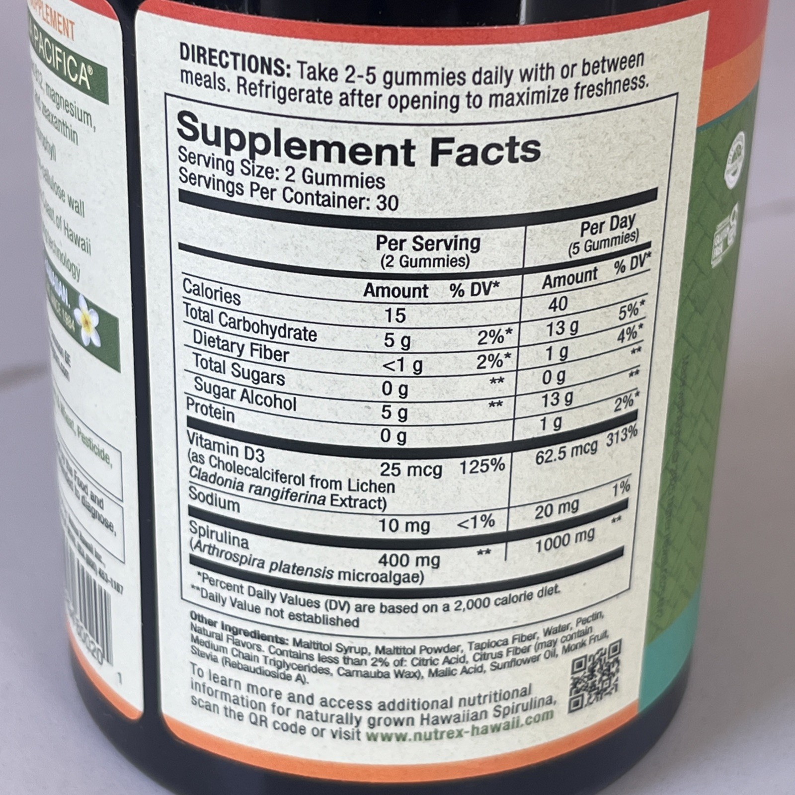 Nutrex Hawaii Pure Hawaiian Spirulina Gummies – Sugar-Free, Vegan Superfood Plus