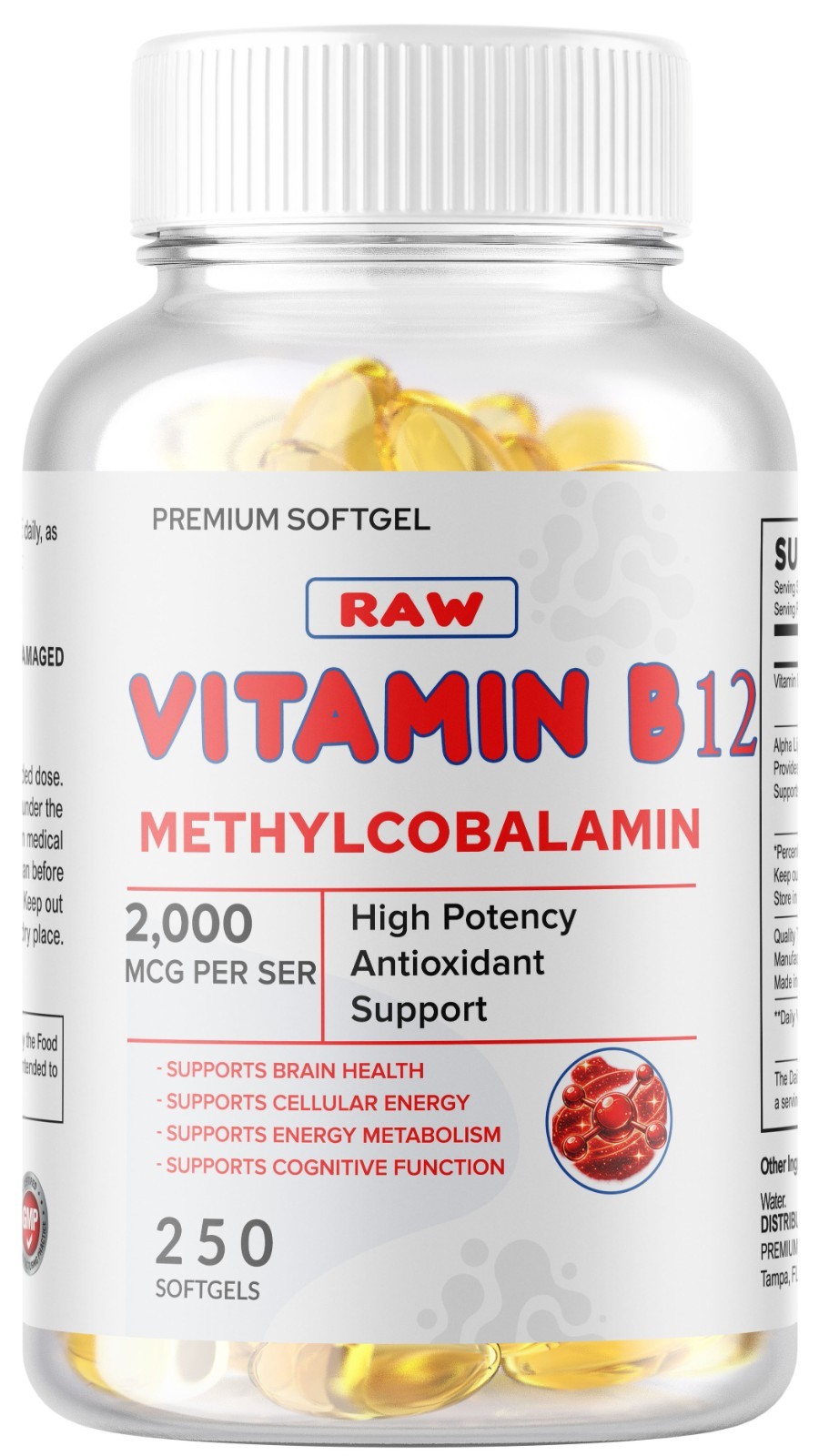 Vitamin B12 2000mcg Methylcobalamin – 250 Capsules Vegetarian Caps