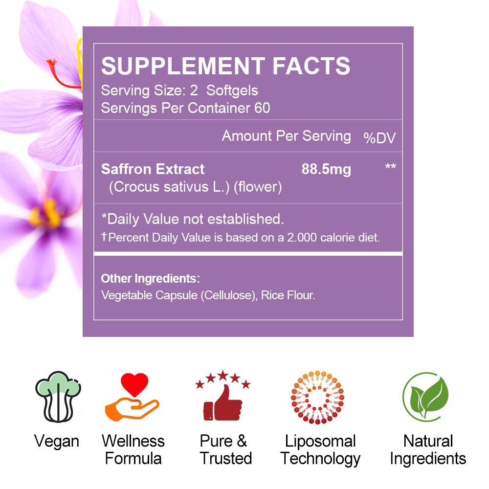 Pure Saffron Extract 88.5mg – Supports Healthy Weight Loss 100% Pure Extract 120
