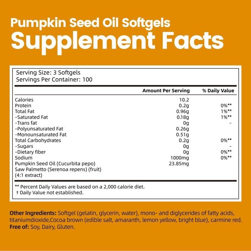 NEW LUXRY VIVONU Pumpkin Seed Oil 1000mg with Saw Palmetto 300 Softgels