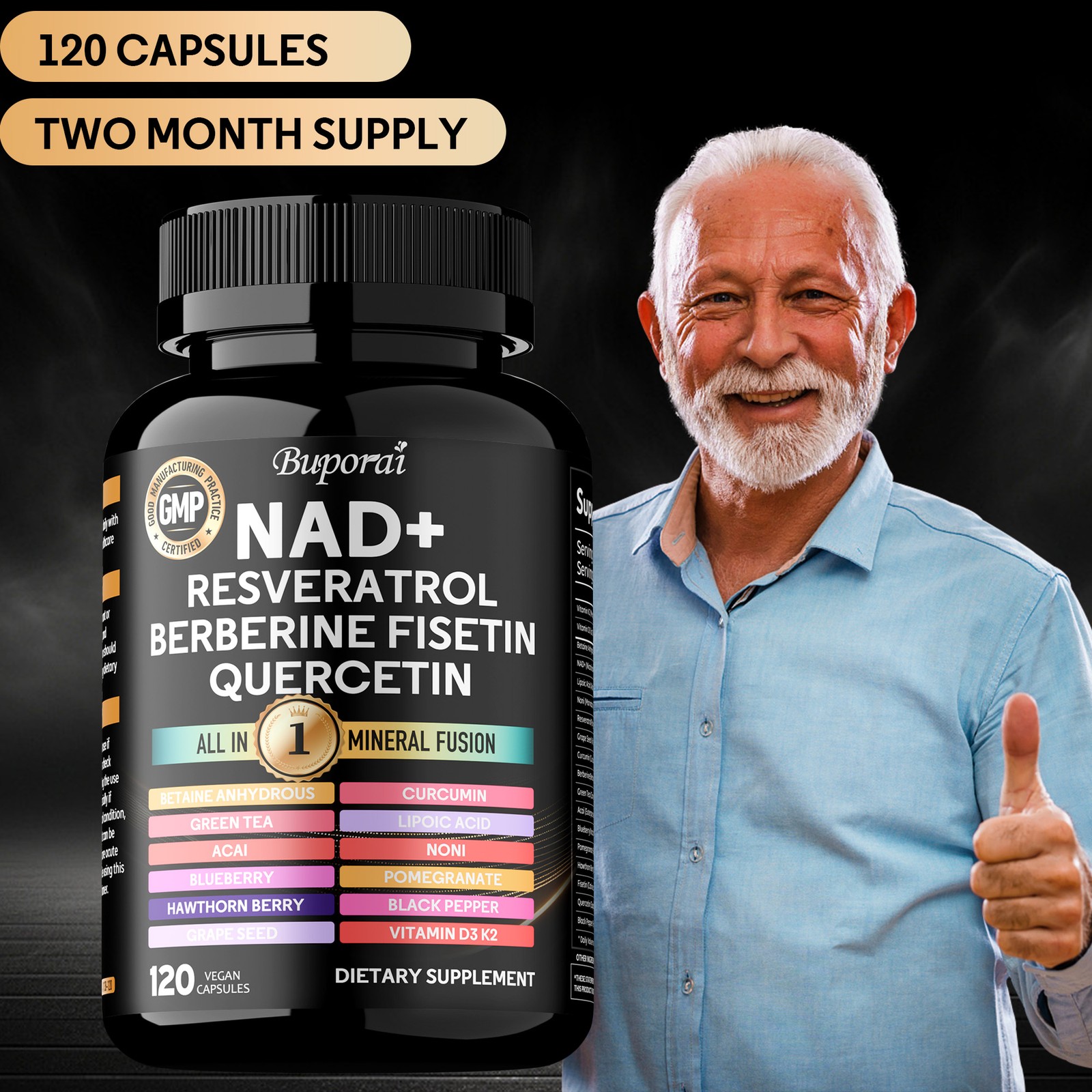 NAD+ – with Resveratrol, Berberine, for Anti-Aging, Antioxidant, Energy, Focus