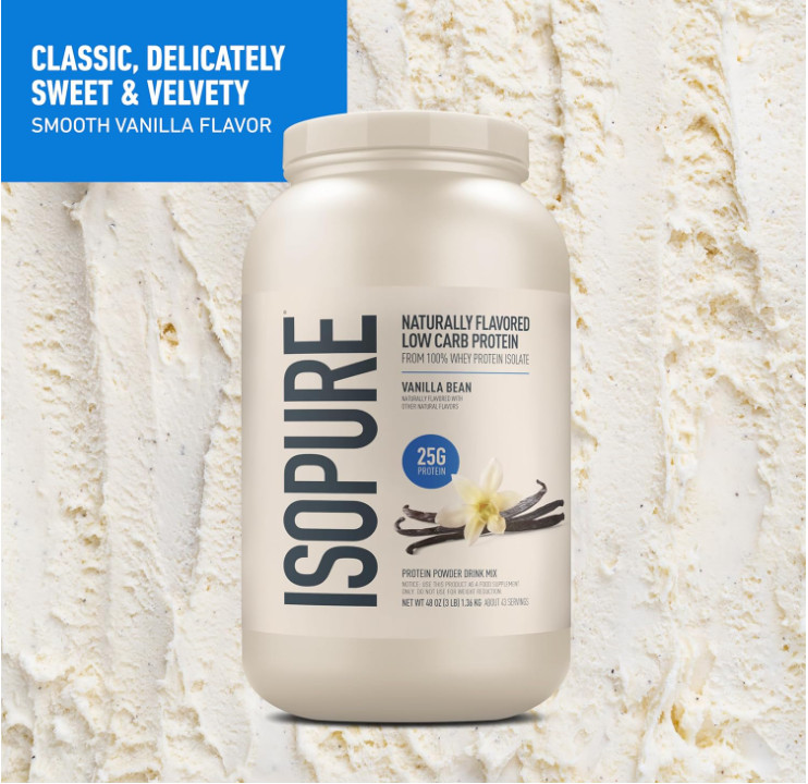 Isopure Low Carb Whey Protein Isolate, Vanilla, 3 lb, 43 Servings