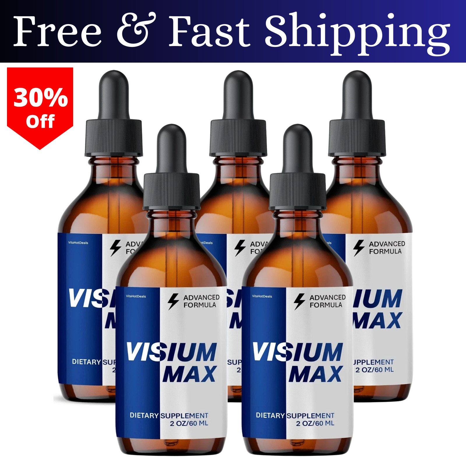 Visium Max Liquid Drops, Extra Strength VisiumMax, All Natural Formula (5 pack)