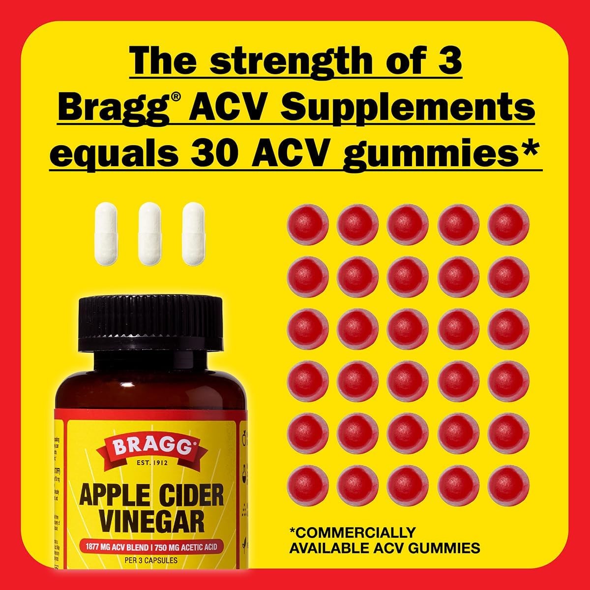 Improved Bragg Apple Cider Vinegar Vitamin D3 Zinc Immune Weight Management 90 C