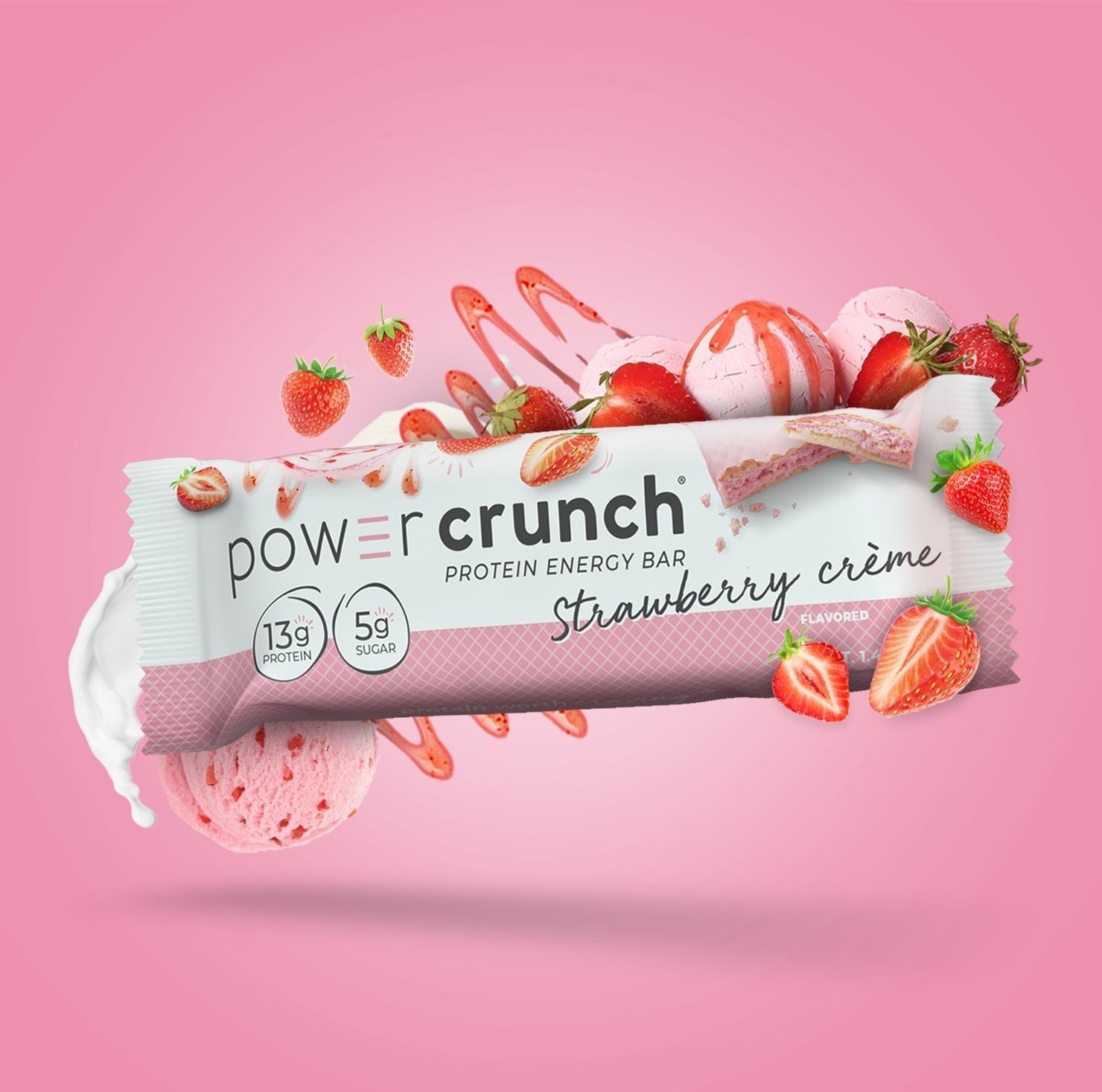 Power Crunch Protein Bars Strawberry Cream 1.4oz 5 Pack Energy Bars