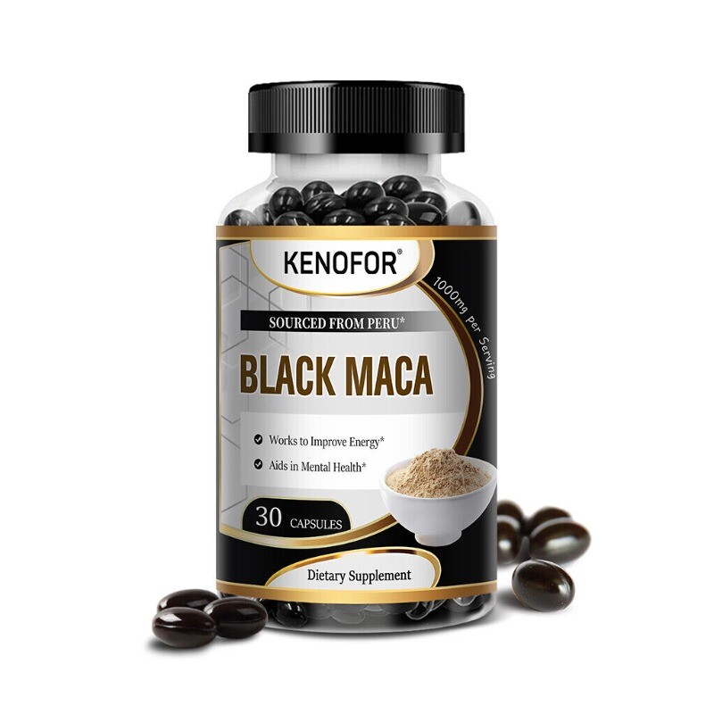 Black Maca 1,000 Mg Natural Energy Booster Peruvian Maca for Men and Women