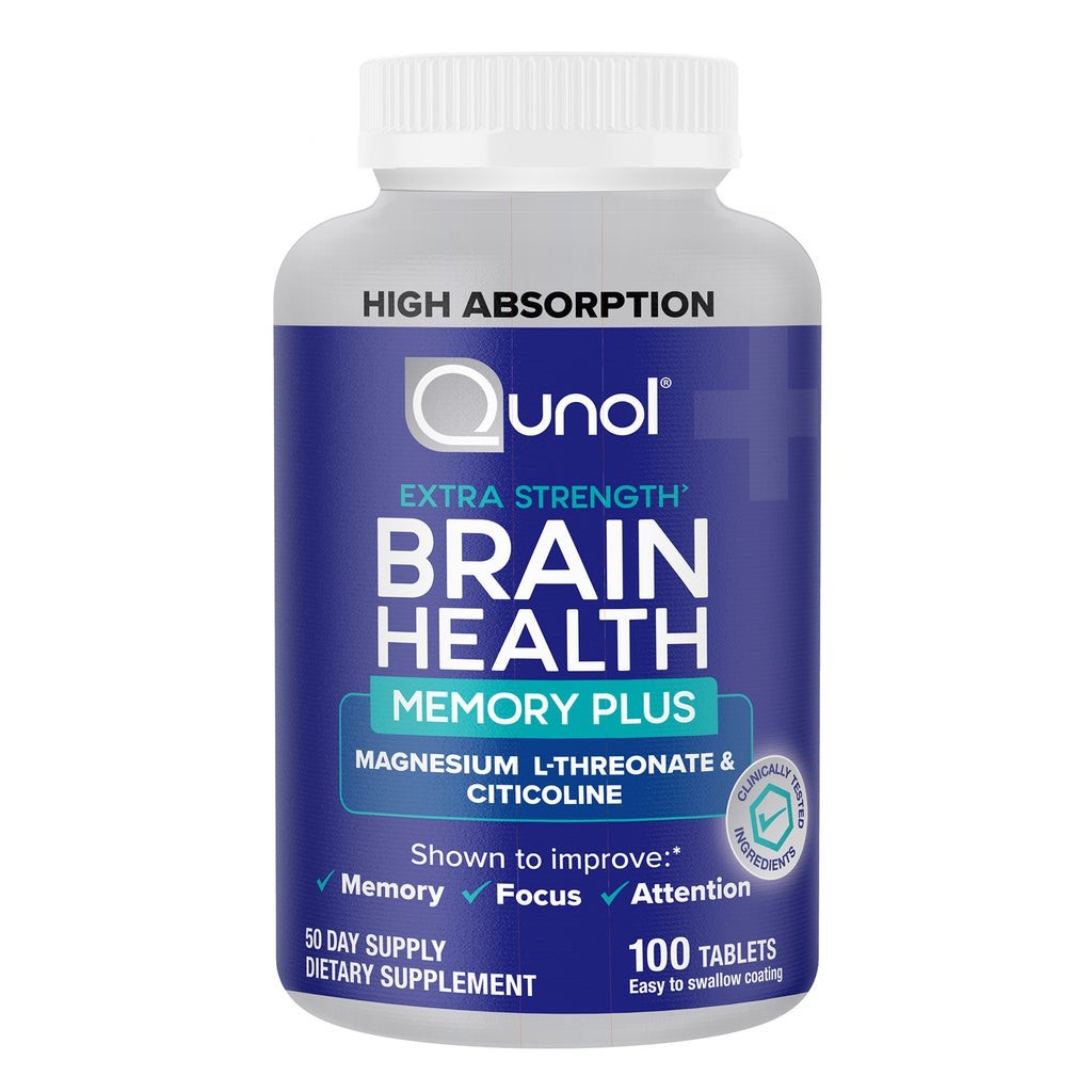 Qunol Brain Health Memory Plus Magnesium L Threonate Citicoline 100 Tablets