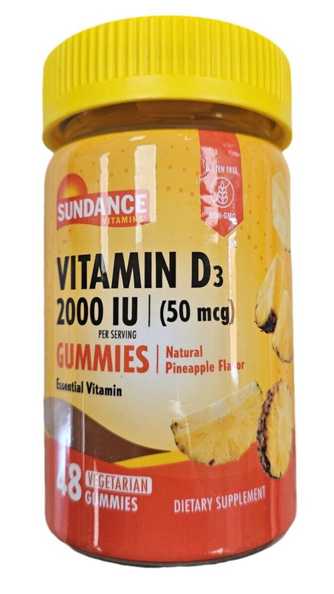 Sundance Vitamin D3 2000 IU GUMMIES 48ct Natural Pineapple Flavor ^