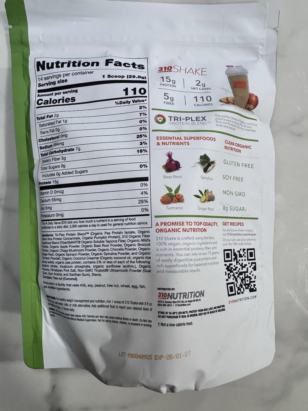 310 Meal replacement Shake – Salted Caramel – 14 servings – EXP 05/01/2027- New!