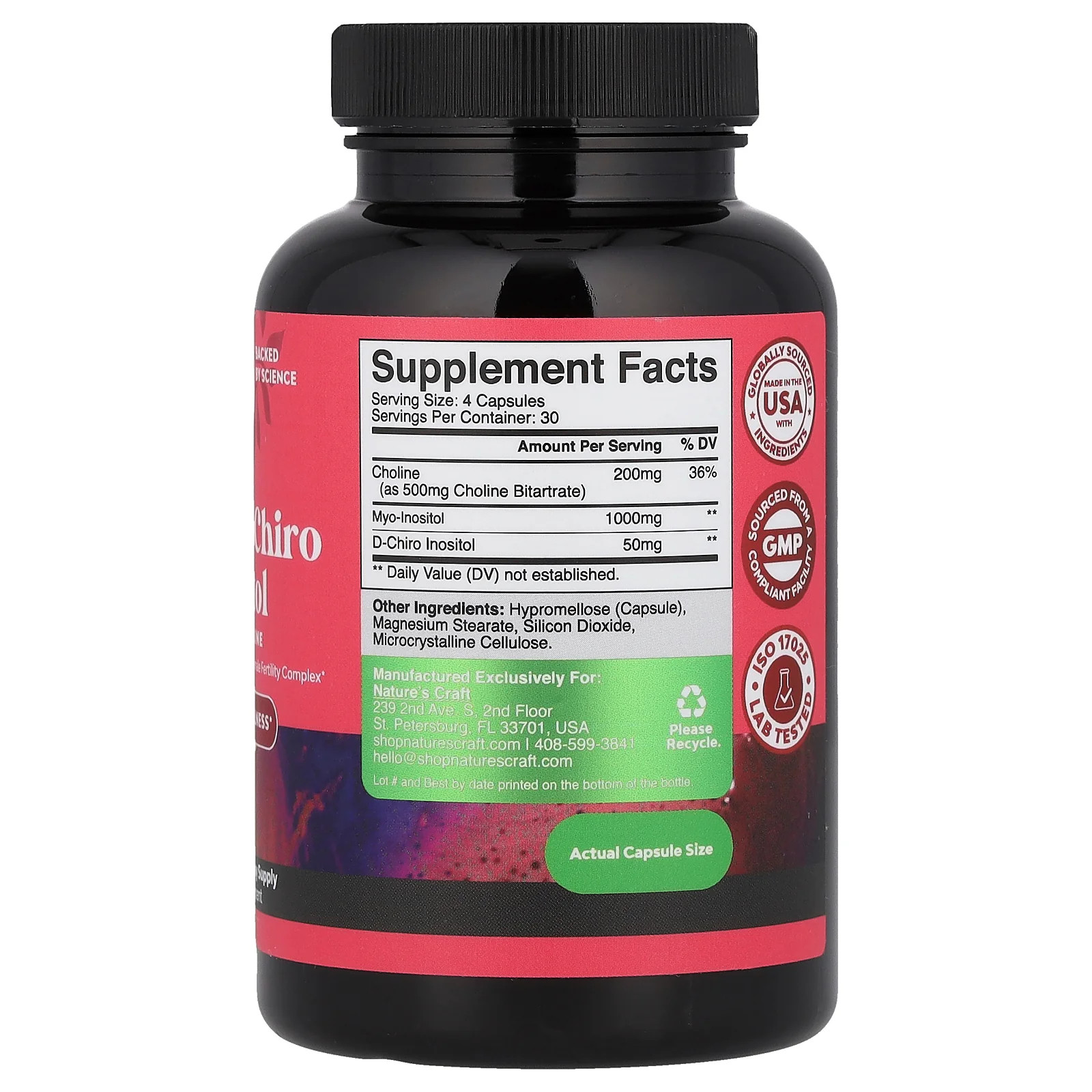 2 X Nature’s Craft, Women’s Wellness, Myo & D-Chiro Inositol with Choline, 120