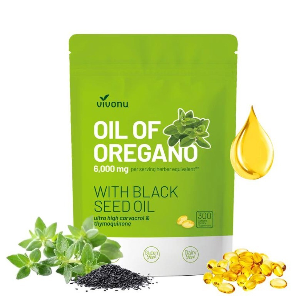 High Potency Oil of Oregano Black Seed Oil , 300ct Pure Organic Softgels , Antio