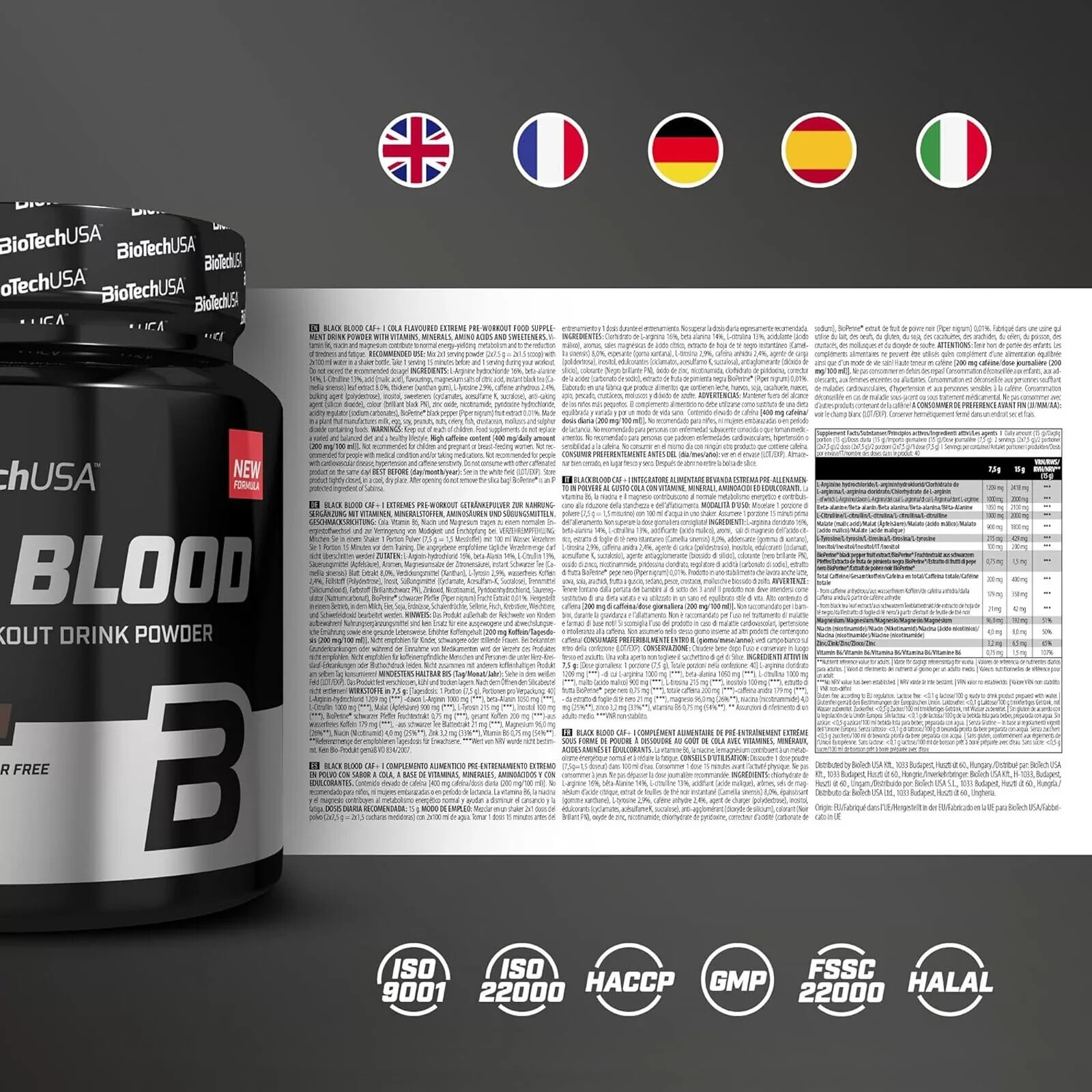 BIOTECH USA BLACK BLOOD CAF+300 GRAM – INTENSIVE PRE-WORKOUT ENERGY AND FOCUS