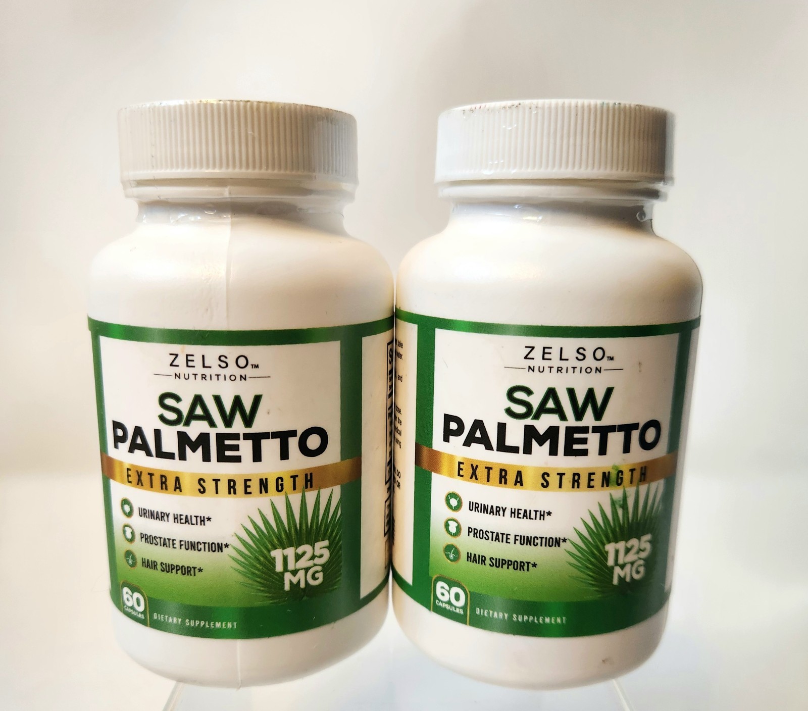 2 Pack Saw Palmetto Extra Strength 1125mg, 60 Capsules Each, Prostate Supplement