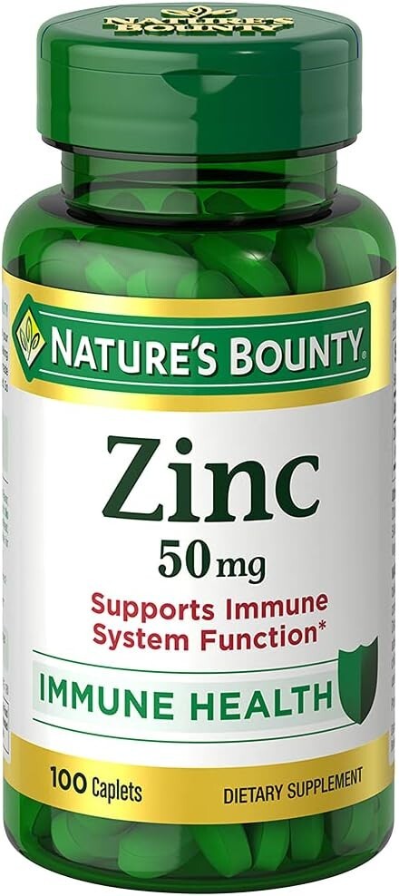 Nature’s Bounty Zinc Immune Health Caplets, 50mg, 100 Ct