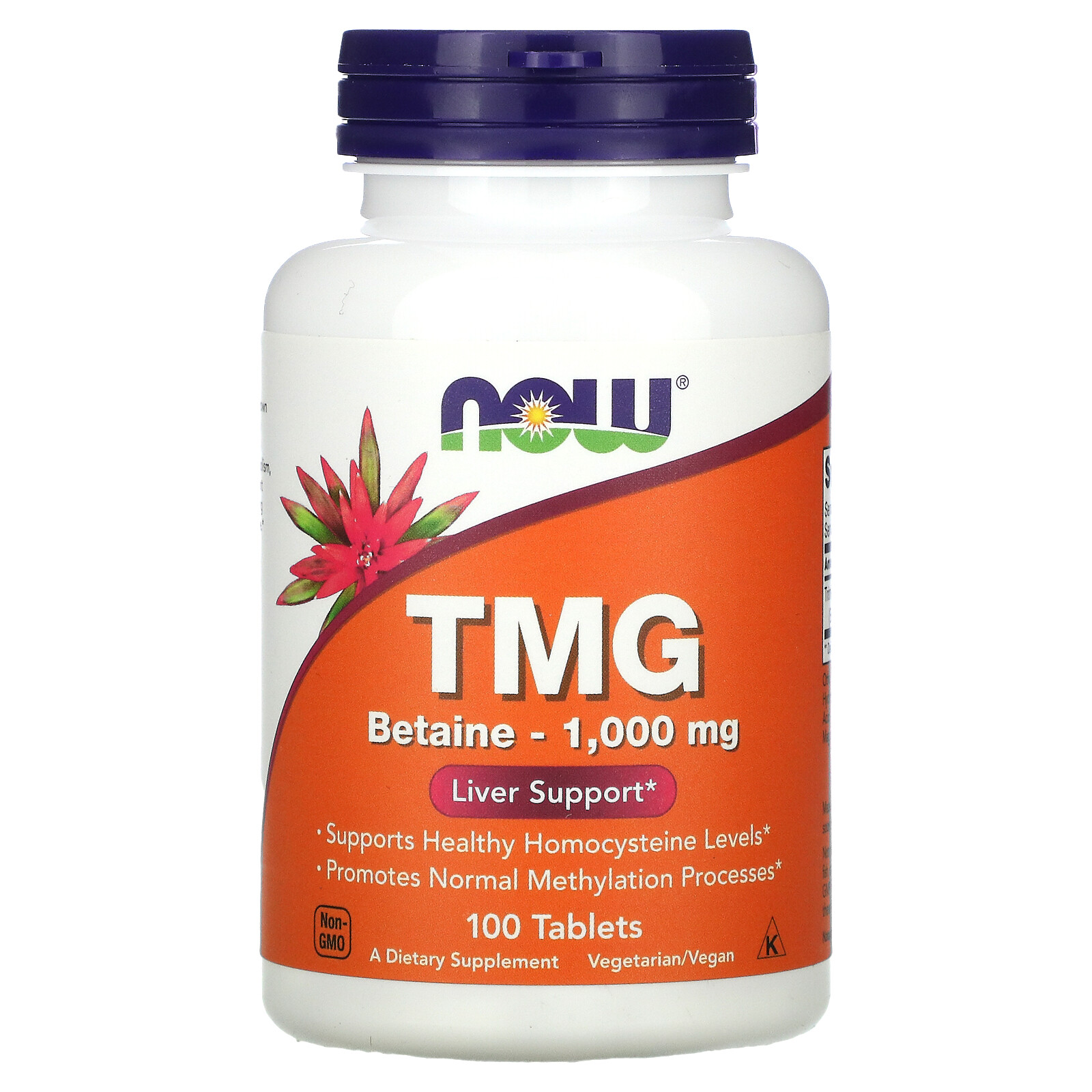 Now Foods TMG 1 000 mg 100 Tablets GMP Quality Assured, Vegan, Vegetarian