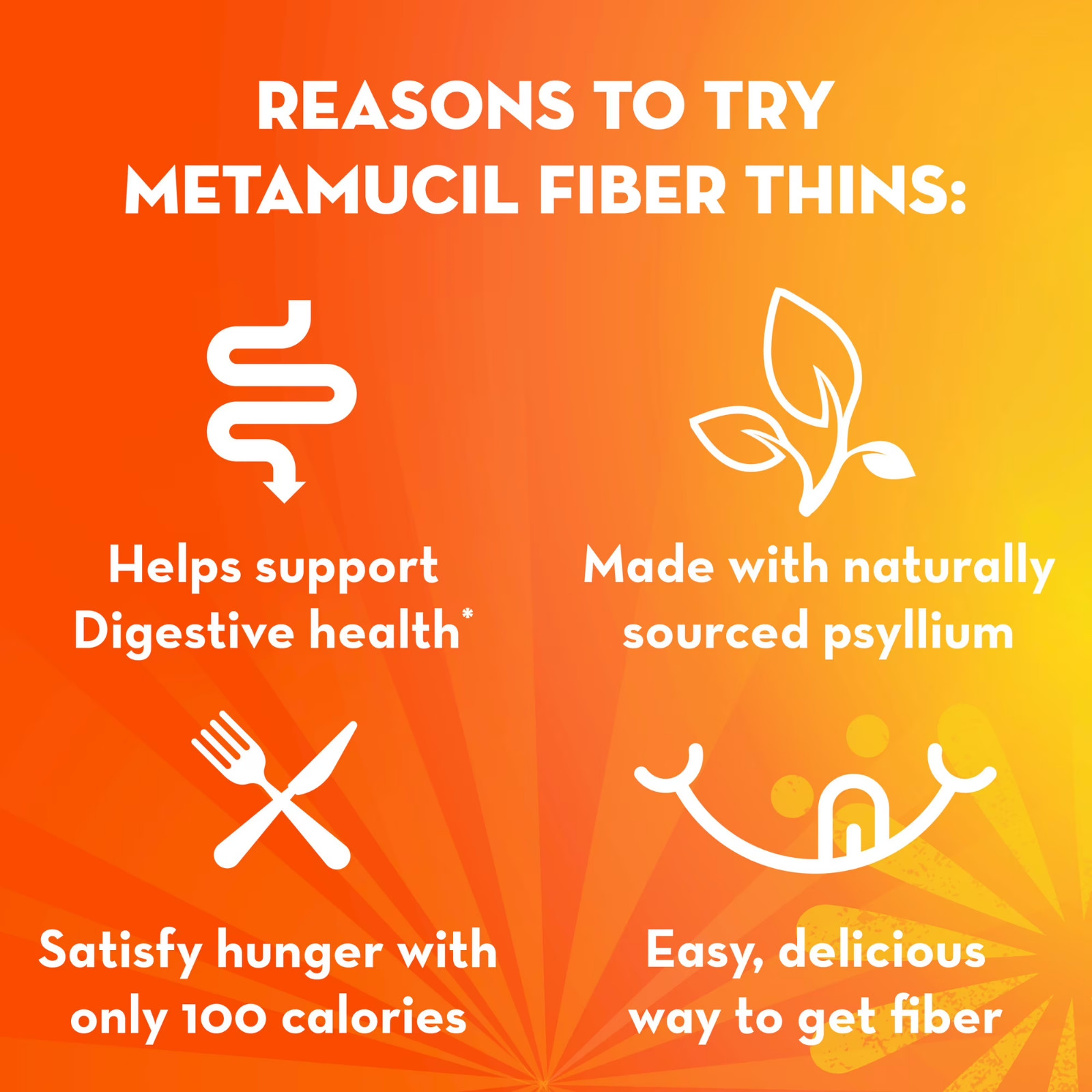 (4 pack) Metamucil Fiber Supplement Chewable Thins, Fiber Powder Food, Chocolate