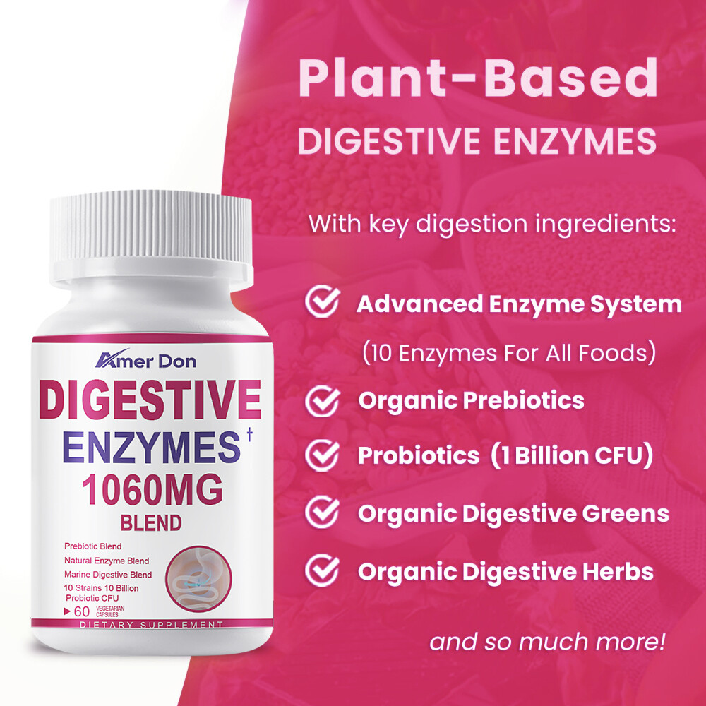 Digestive Enzymes Probiotics & Bromelain 60Pcs Constipation Bloating Gut Relief