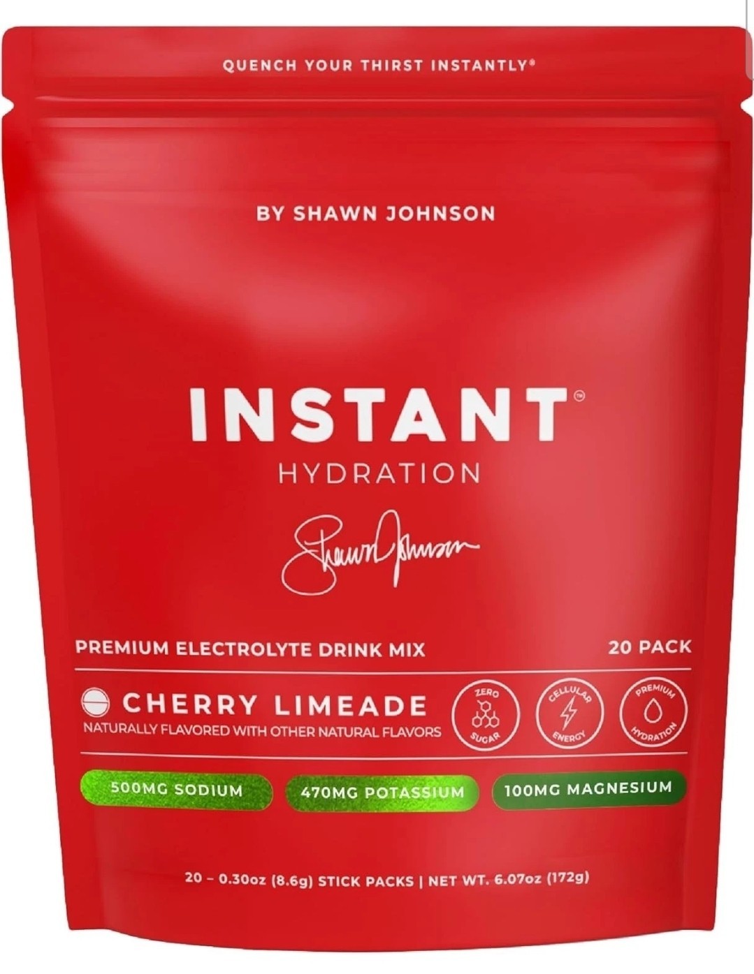 Instant Hydration Sugar Free Electrolytes Powder Packets Cherry Limeade 20 Pack