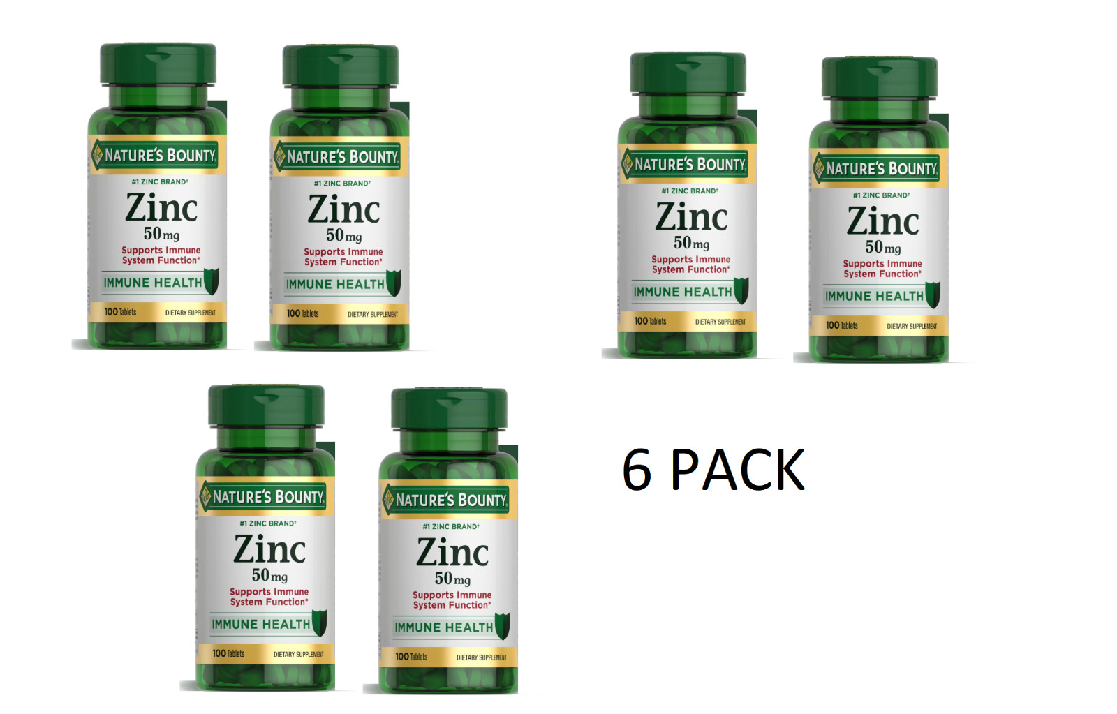 3 PACK Zink Supports Immune Health 50mg 100 ct Caplets Free Shipping, PACK OF 2