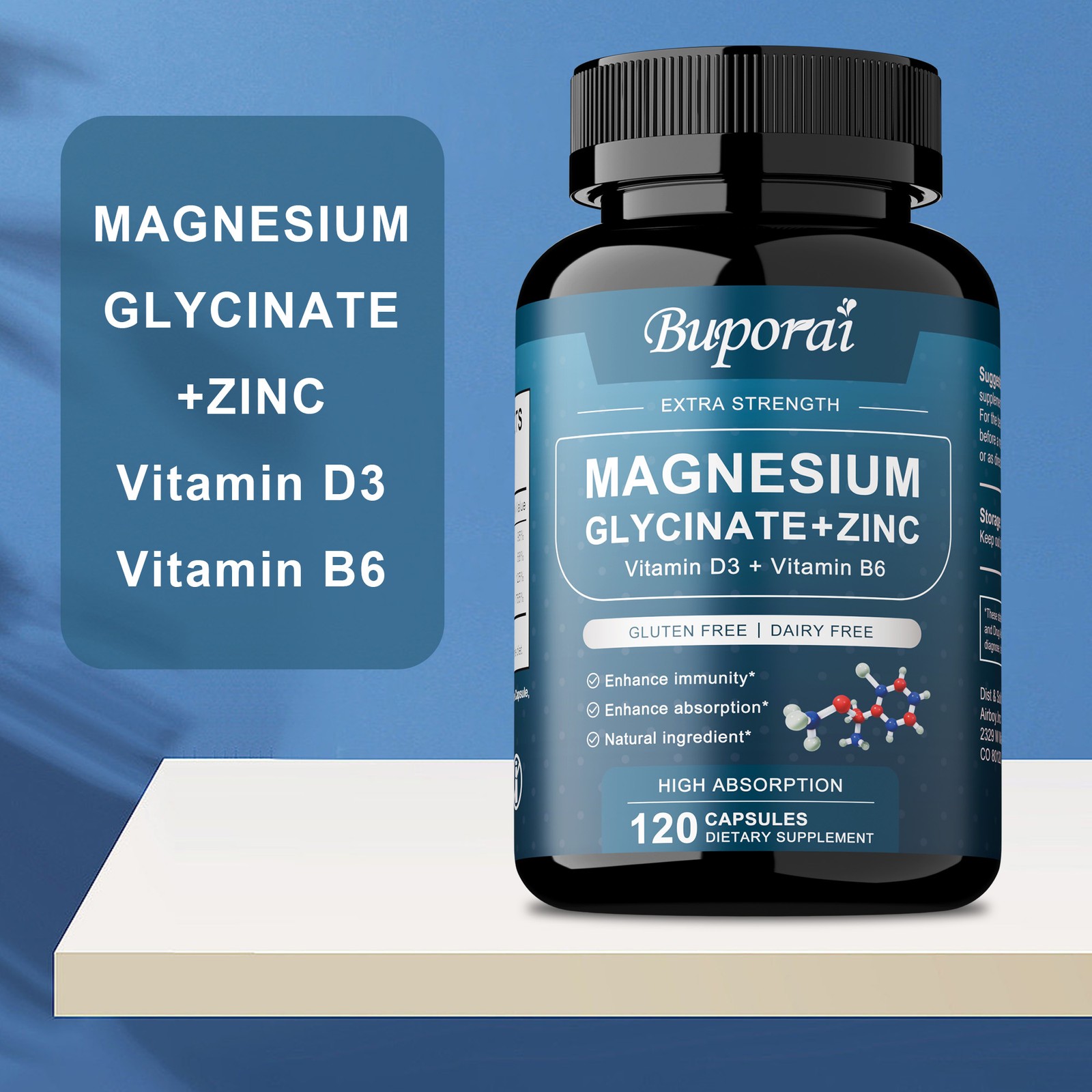 Magnesium Glycine +Zinc 240pcs-Brain and Joint Health,Enhance Cognitive Function